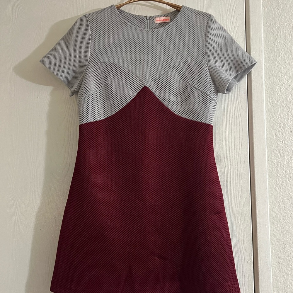 Gray and Burgundy Short Sleeve Dress